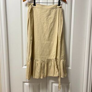 Forevere 21 Linen Midi Skirt Ruffle Khaki